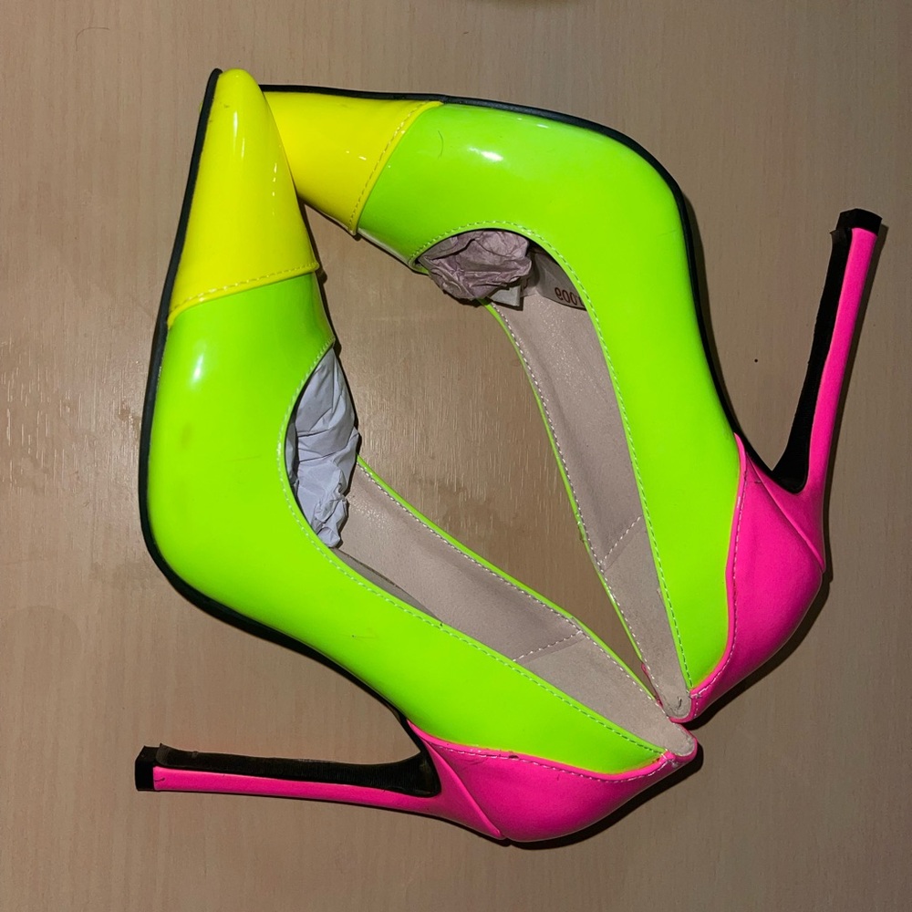 SHEIN Yellow and Pink Stiletto Heels